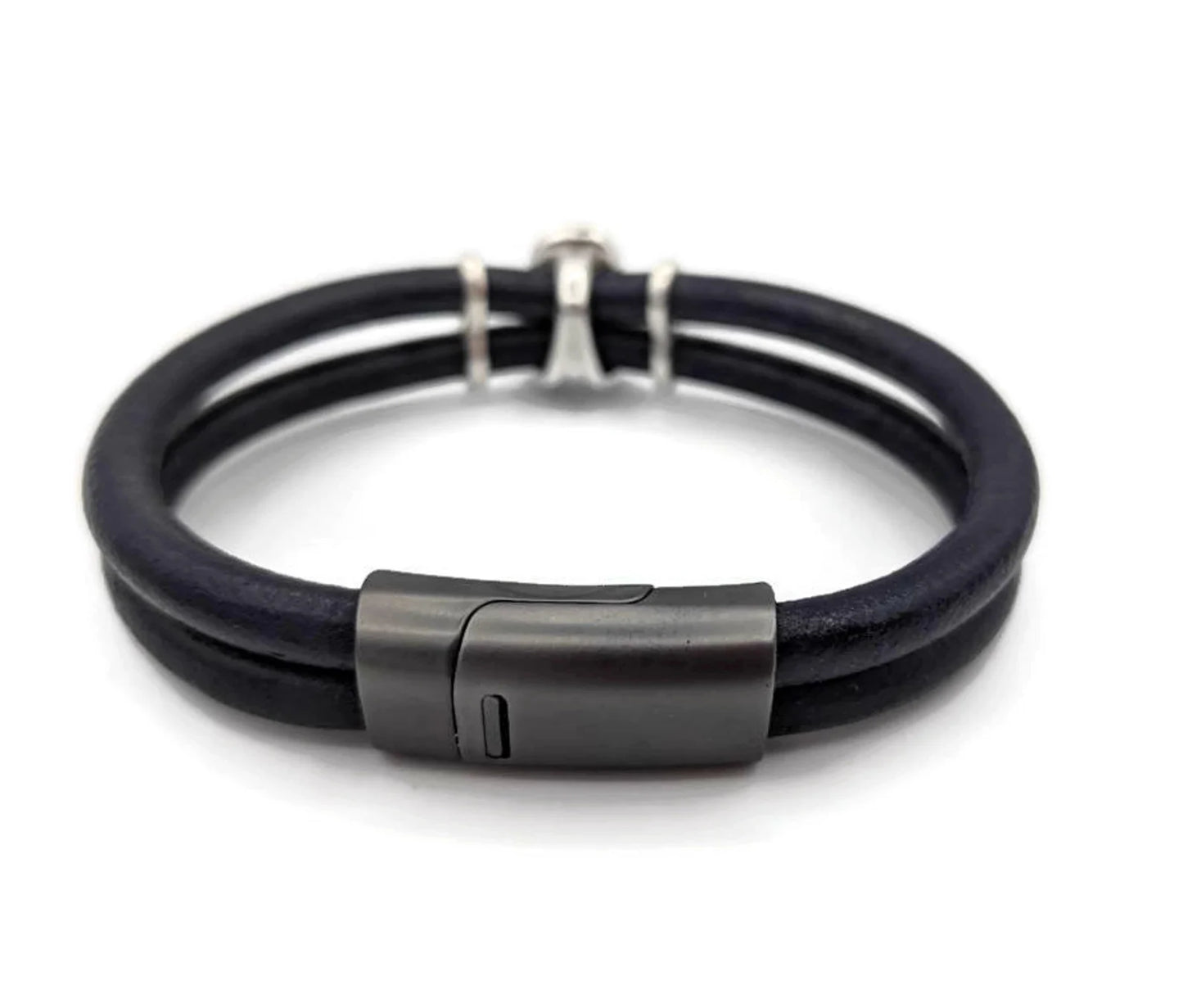 Colon Cancer Double Leather Awareness Bracelet