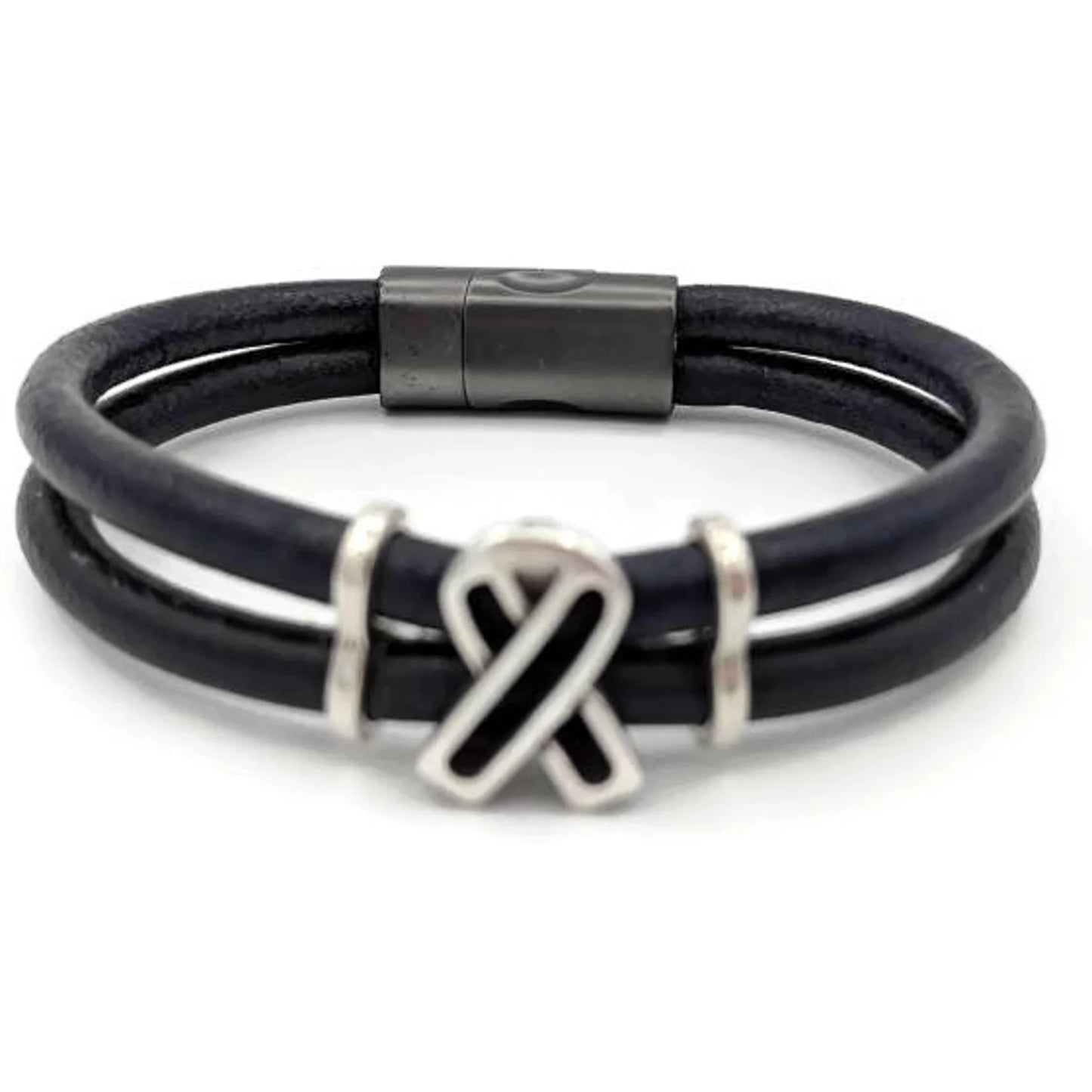 Colon Cancer Double Leather Awareness Bracelet