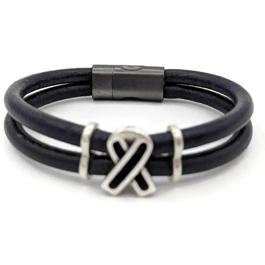 Colon Cancer Double Leather Awareness Bracelet