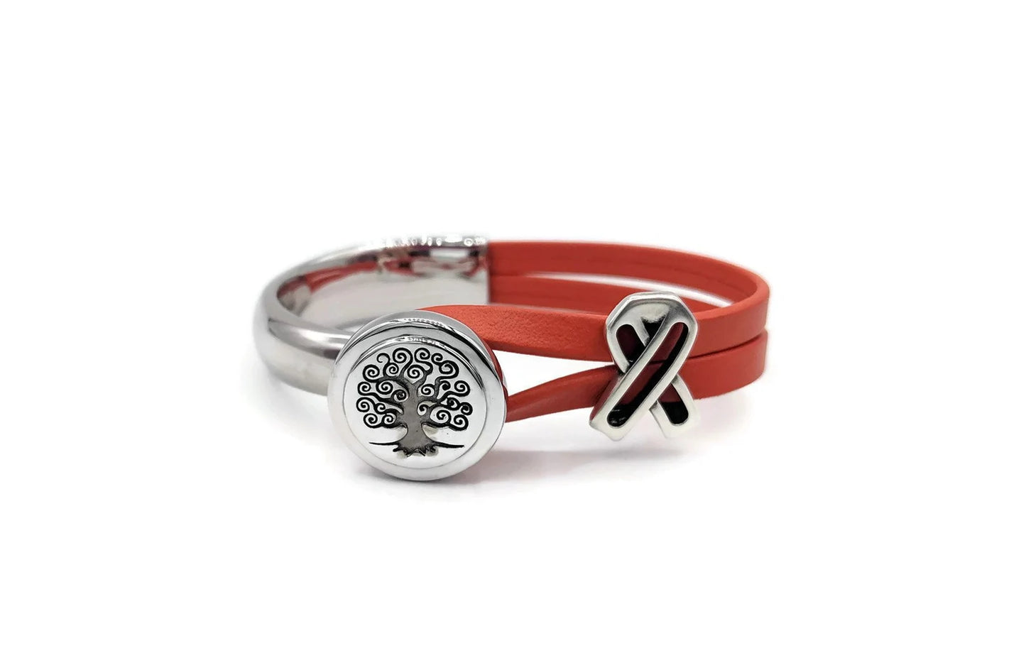 Kidney Cancer Tree Of Life Half Cuff Bracelet