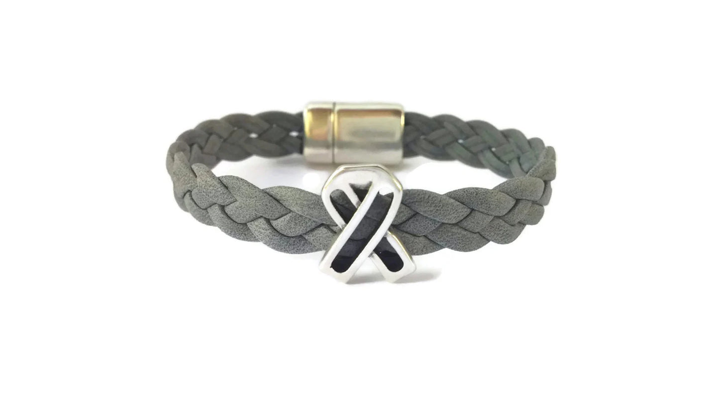 Brain Cancer Braided Leather Bracelet