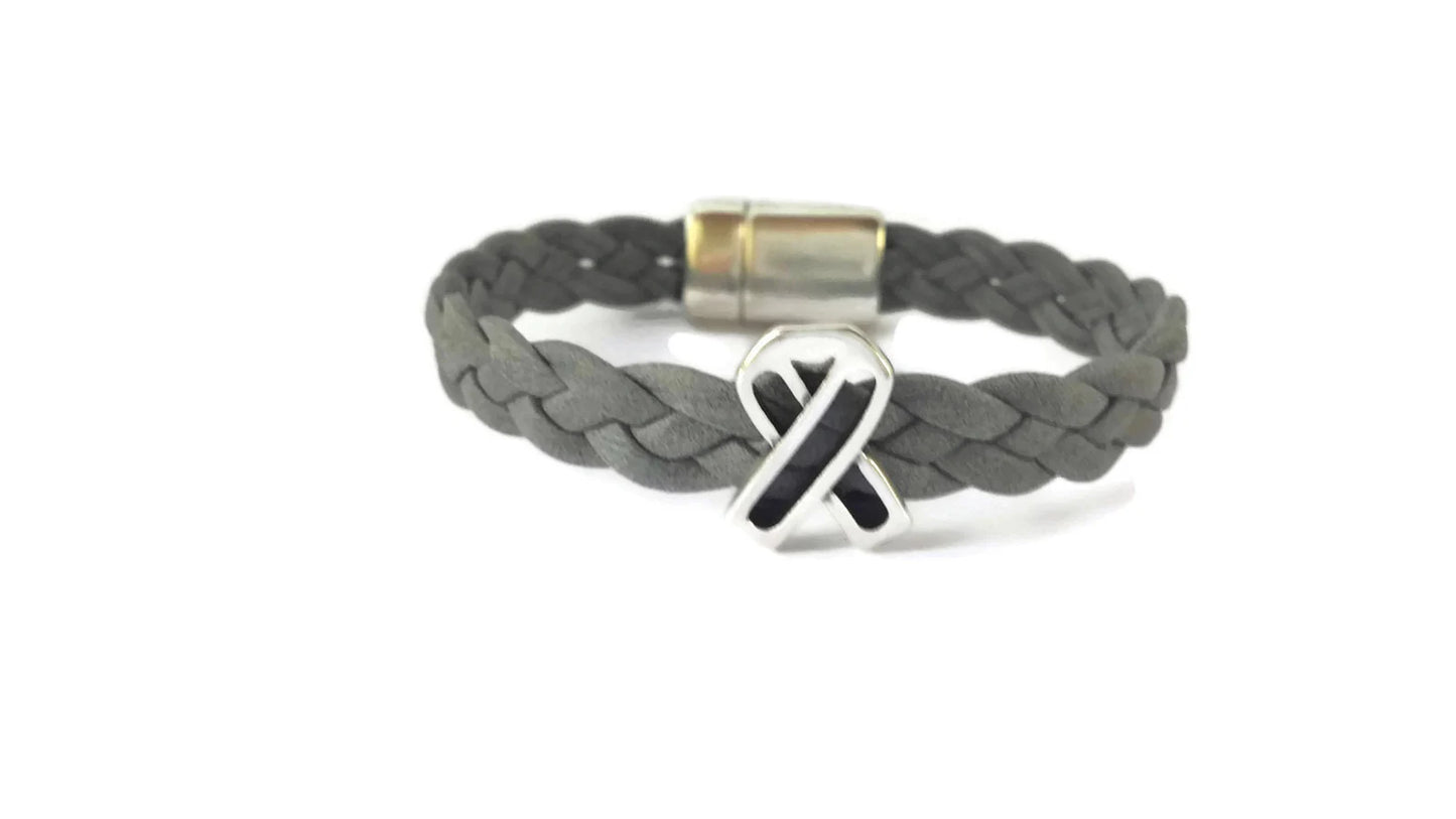Brain Cancer Braided Leather Bracelet