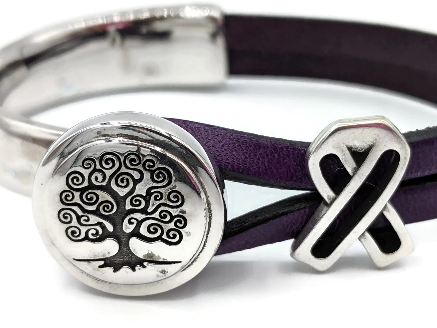 Pancreatic Cancer with Tree of Life Half Cuff Bracelet