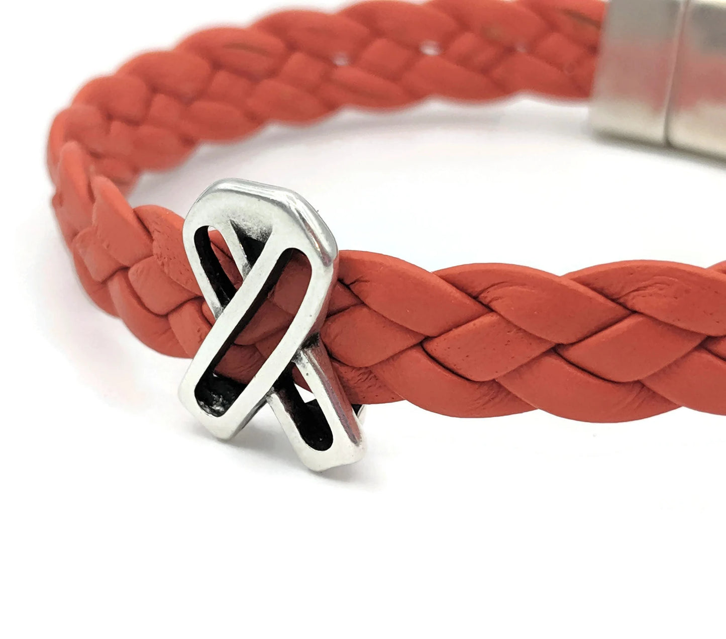Kidney Cancer Orange Braided Leather