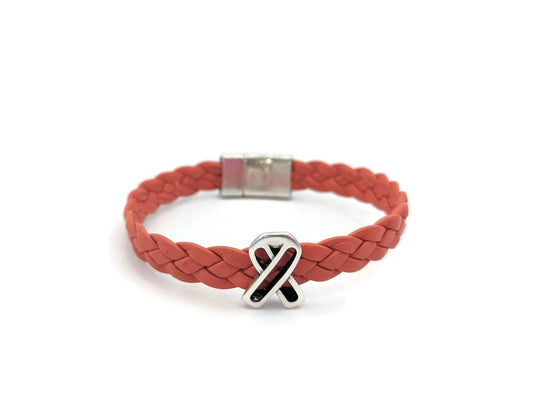 Kidney Cancer Orange Braided Leather