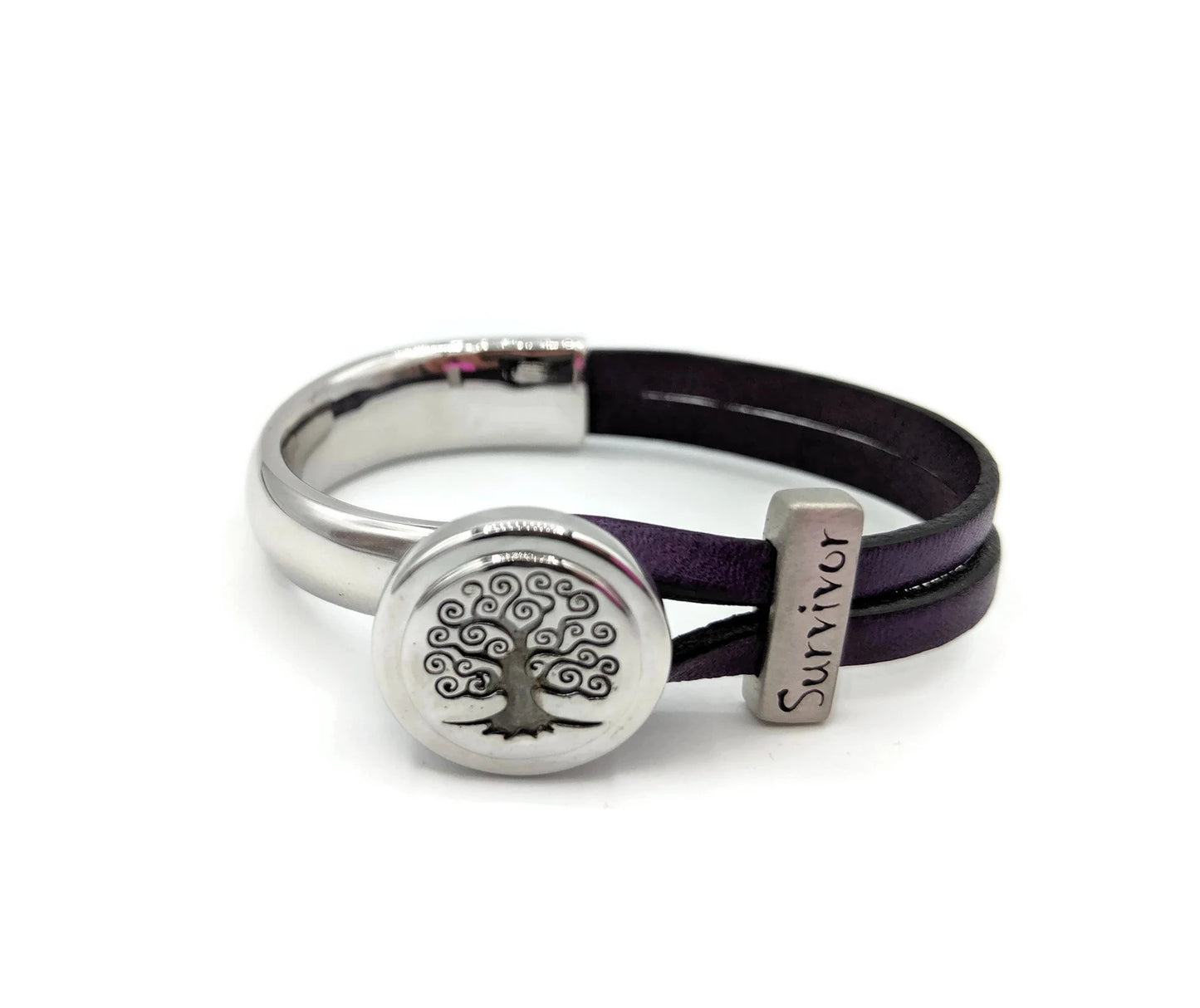 Pancreatic Cancer with Tree of Life Half Cuff Bracelet