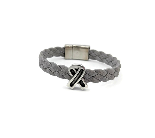 Brain Cancer Braided Leather Bracelet