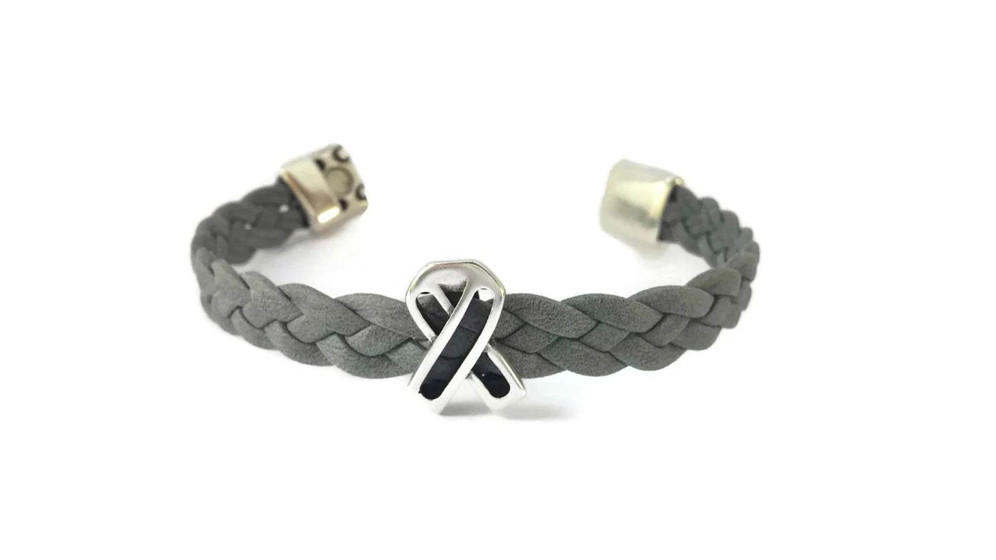 Brain Cancer Braided Leather Bracelet