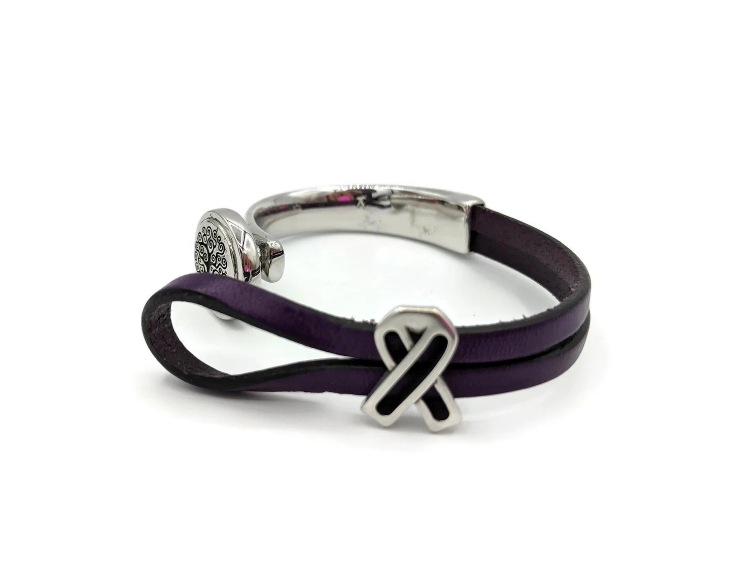 Pancreatic Cancer with Tree of Life Half Cuff Bracelet