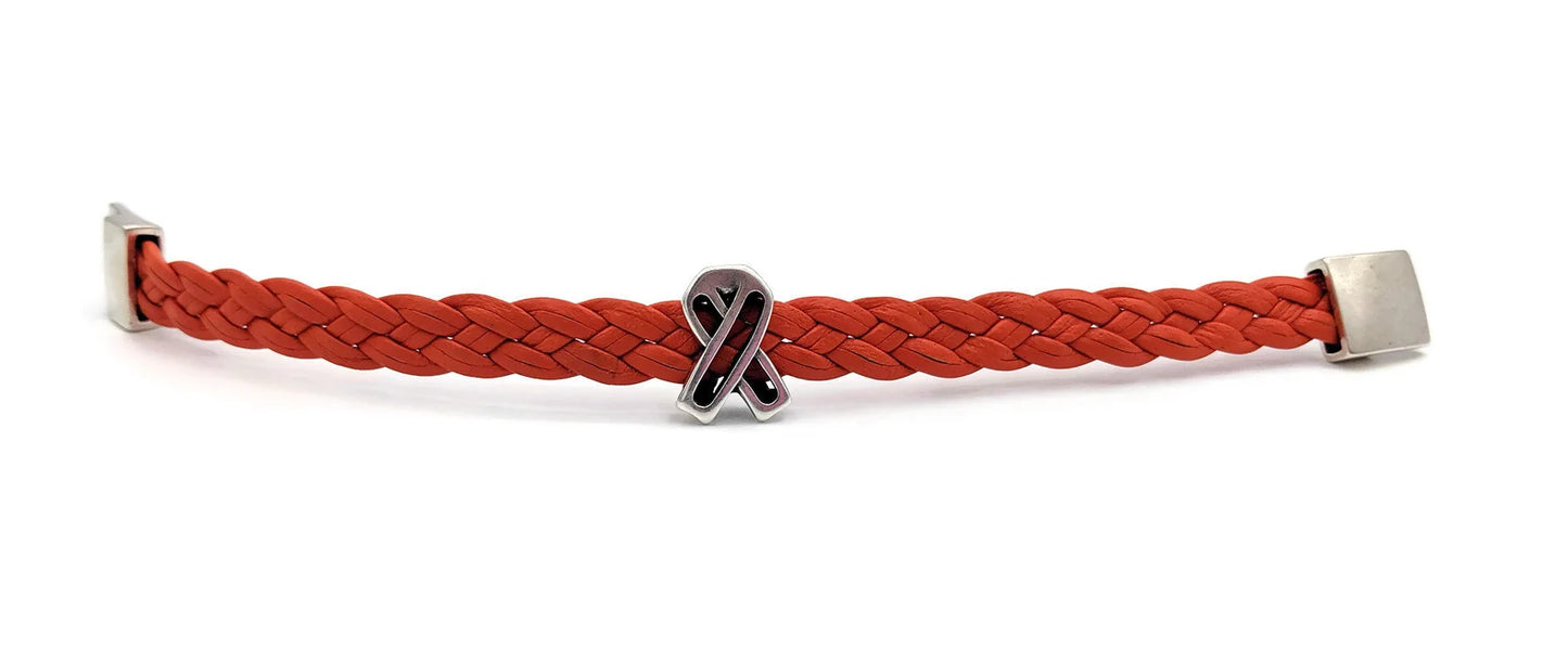 Kidney Cancer Orange Braided Leather