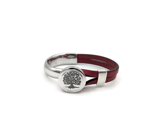 Heart Awareness Tree of Life Half Cuff Bracelet