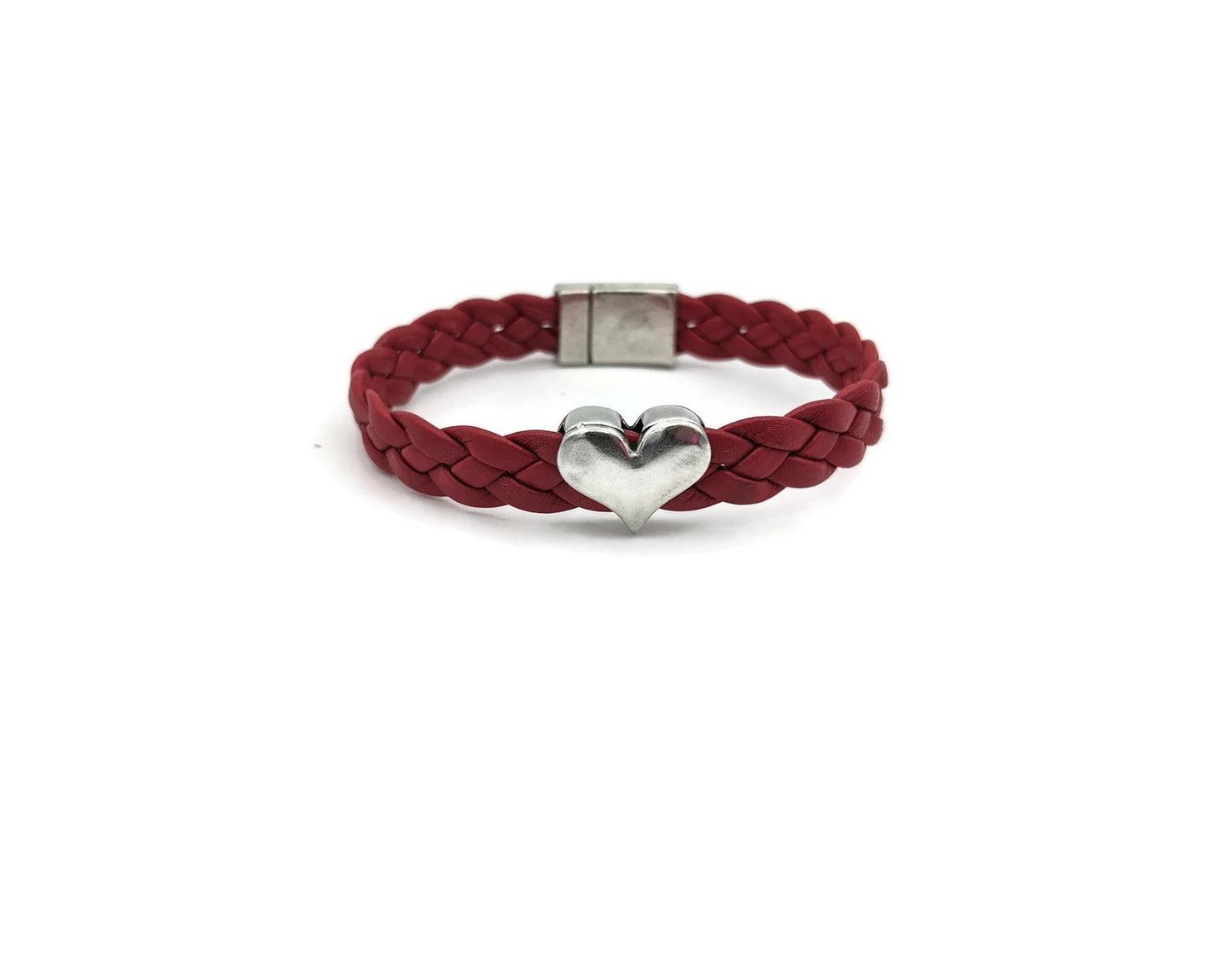 Heart Disease Red Braided Leather Bracelet