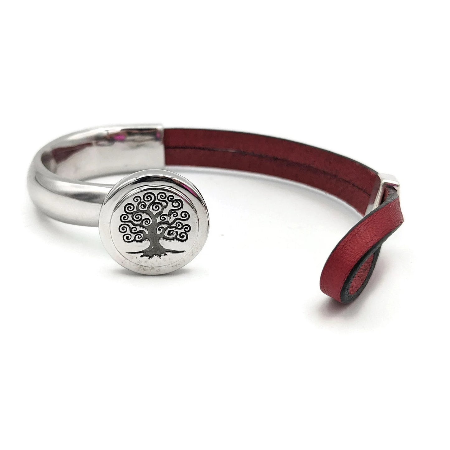 Heart Awareness Tree of Life Half Cuff Bracelet