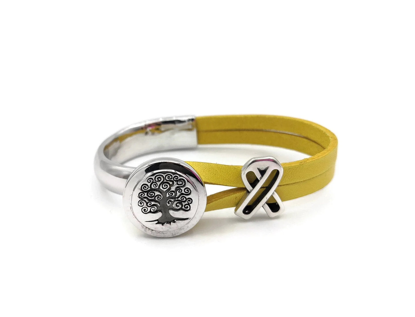 Sarcoma/Bone Cancer Tree of Life Half Cuff Bracelet