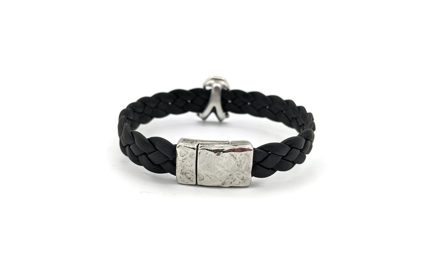 Melanoma Black Leather Braided Bracelet