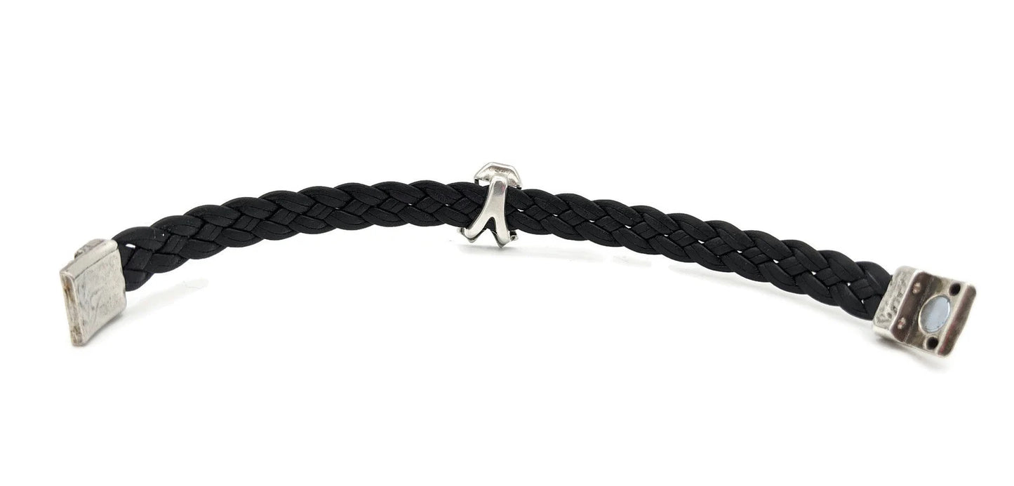 Melanoma Black Leather Braided Bracelet