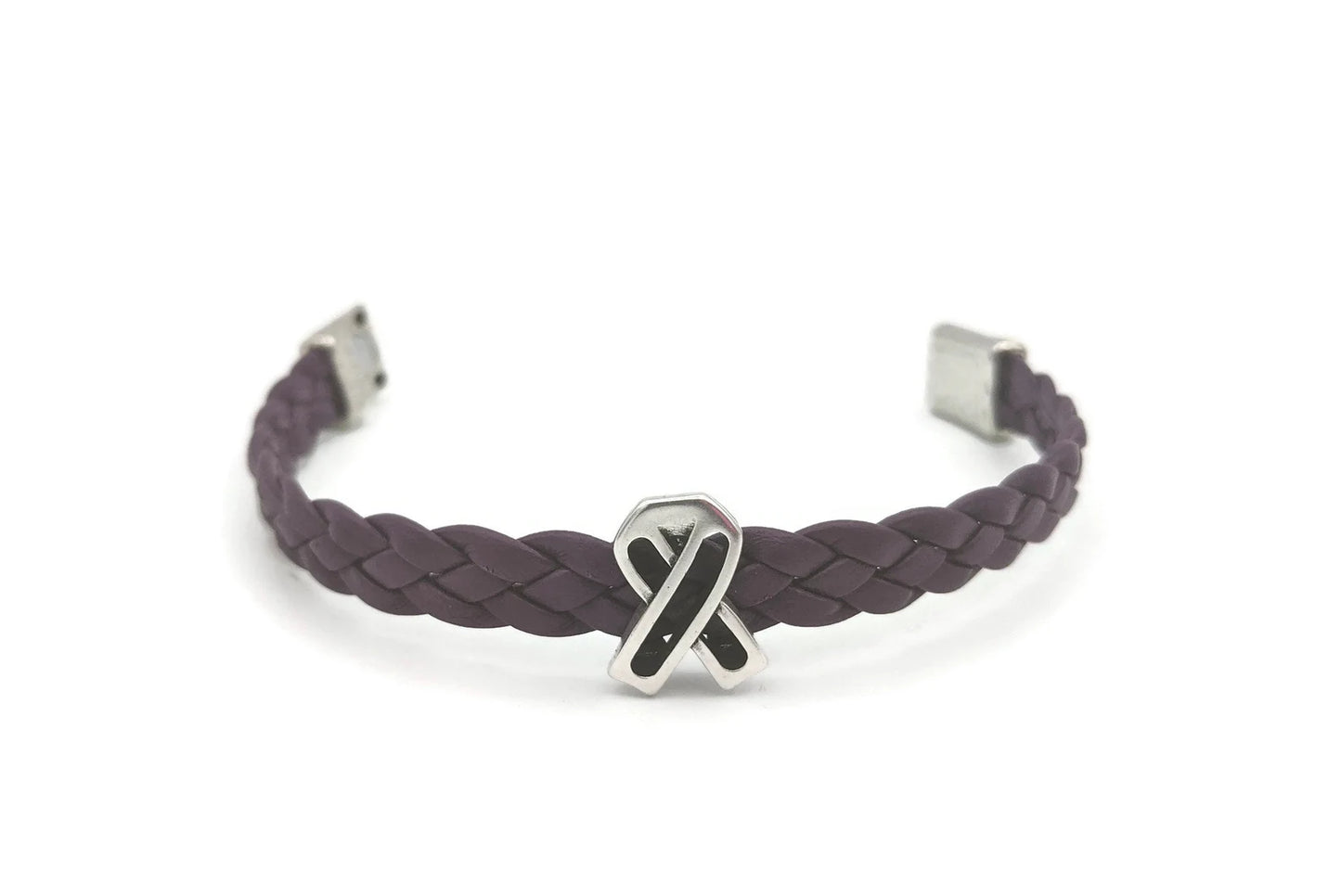 Pancreatic Leather Braided Cancer Awareness Bracelet