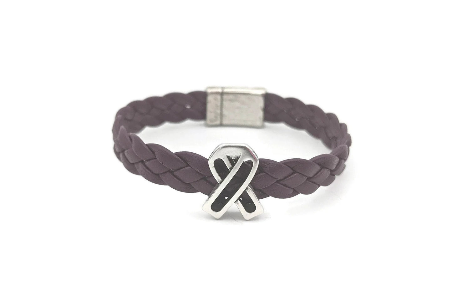 Pancreatic Leather Braided Cancer Awareness Bracelet