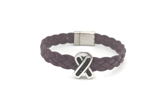 Pancreatic Leather Braided Cancer Awareness Bracelet