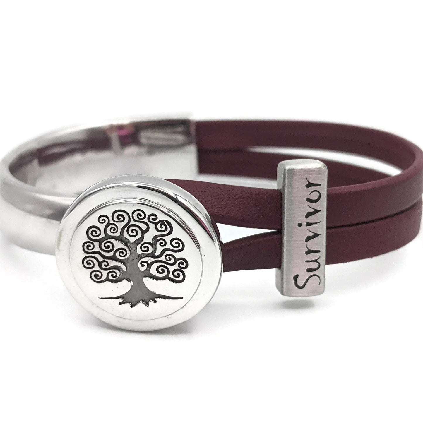 Multiple Myeloma Tree Of Life Leather Bracelet