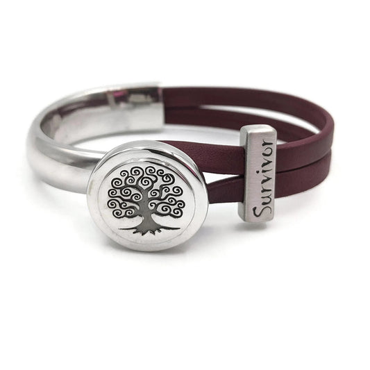 Multiple Myeloma Tree Of Life Leather Bracelet