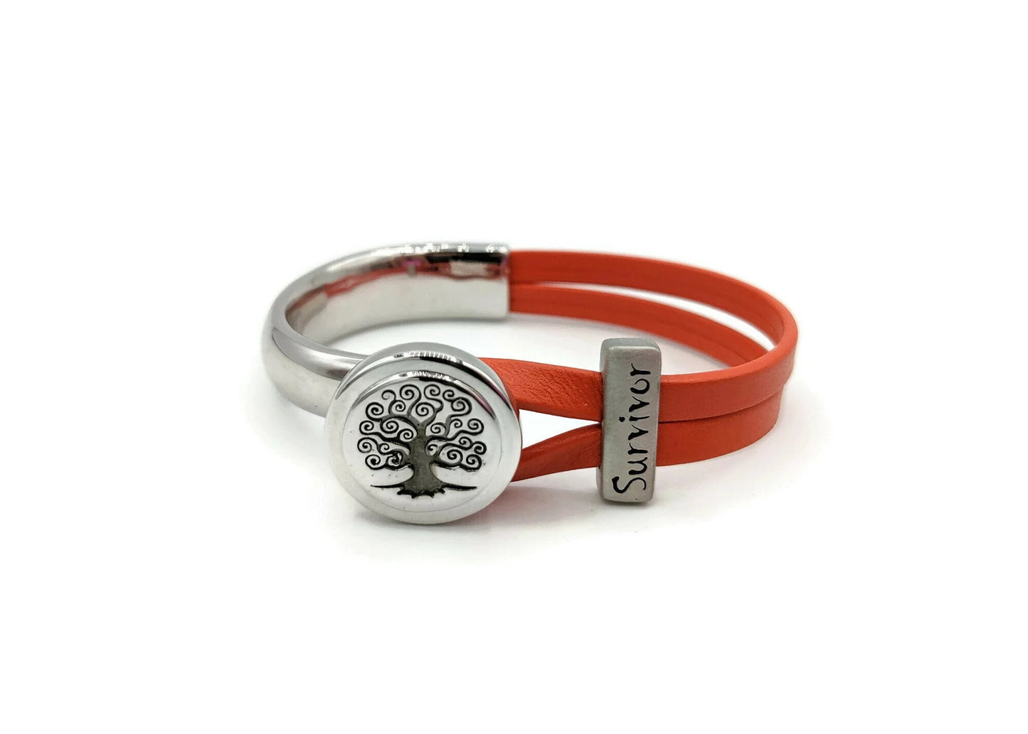Kidney Cancer Tree Of Life Half Cuff Bracelet