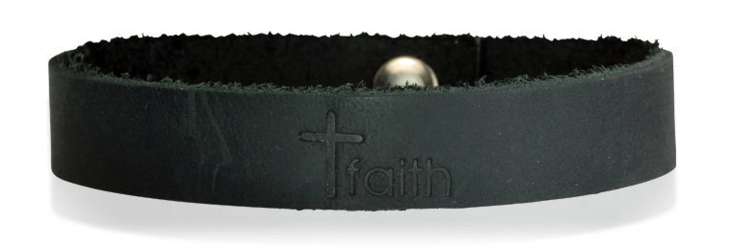 Handmade Leather Faith Bracelet