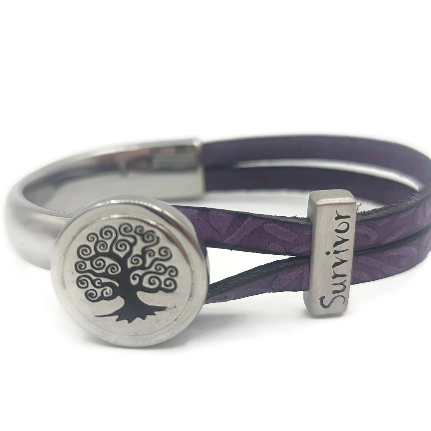 Pancreatic Cancer with Tree of Life Half Cuff Bracelet