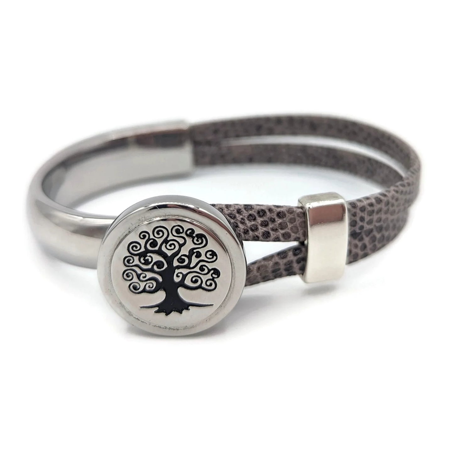 Brain Cancer Tree Of Life Half Cuff Bracelet