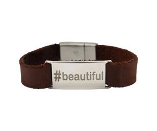 Leather "Beautiful" Bracelet