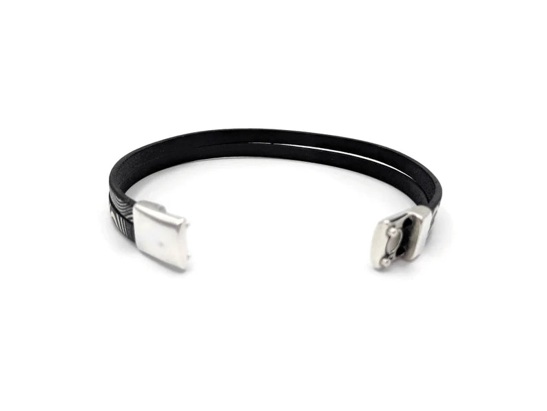 Carcinoid Cancer Zebra Print Leather Bracelet