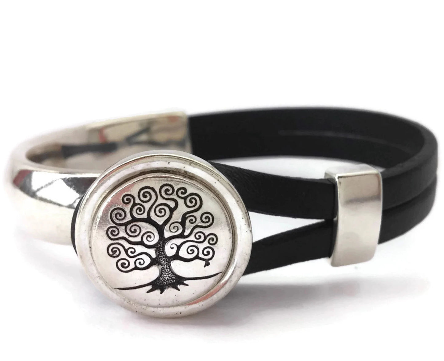 Melanoma/ Skin Cancer Tree Of Life Leather Bracelet