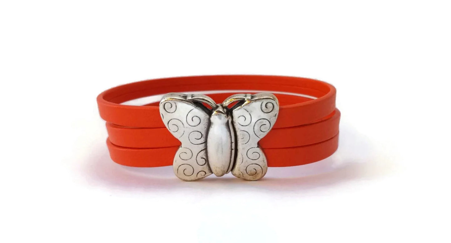 Orange Leather l Multiple Sclerosis (MS) Bracelet