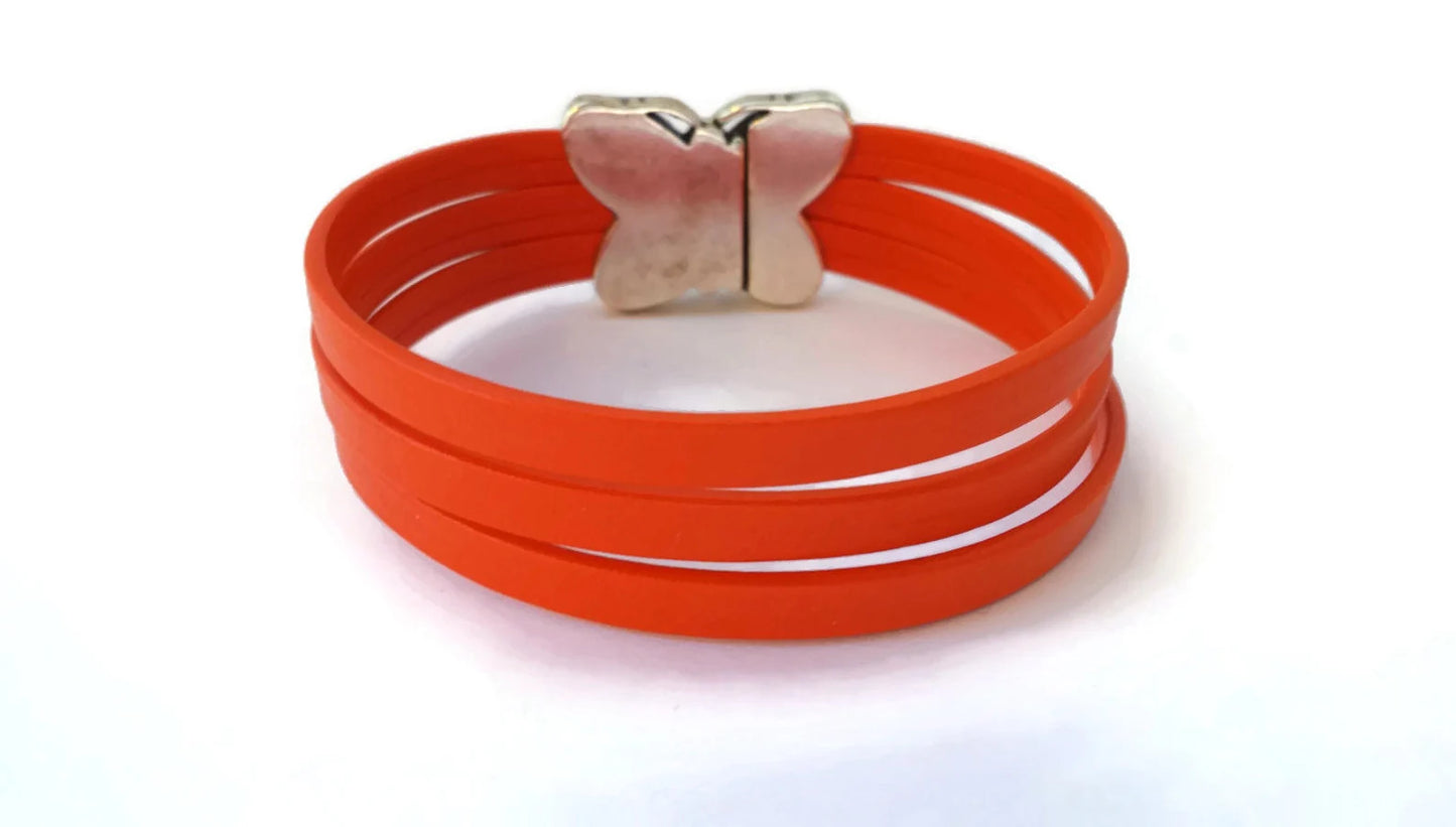 Orange Leather l Multiple Sclerosis (MS) Bracelet