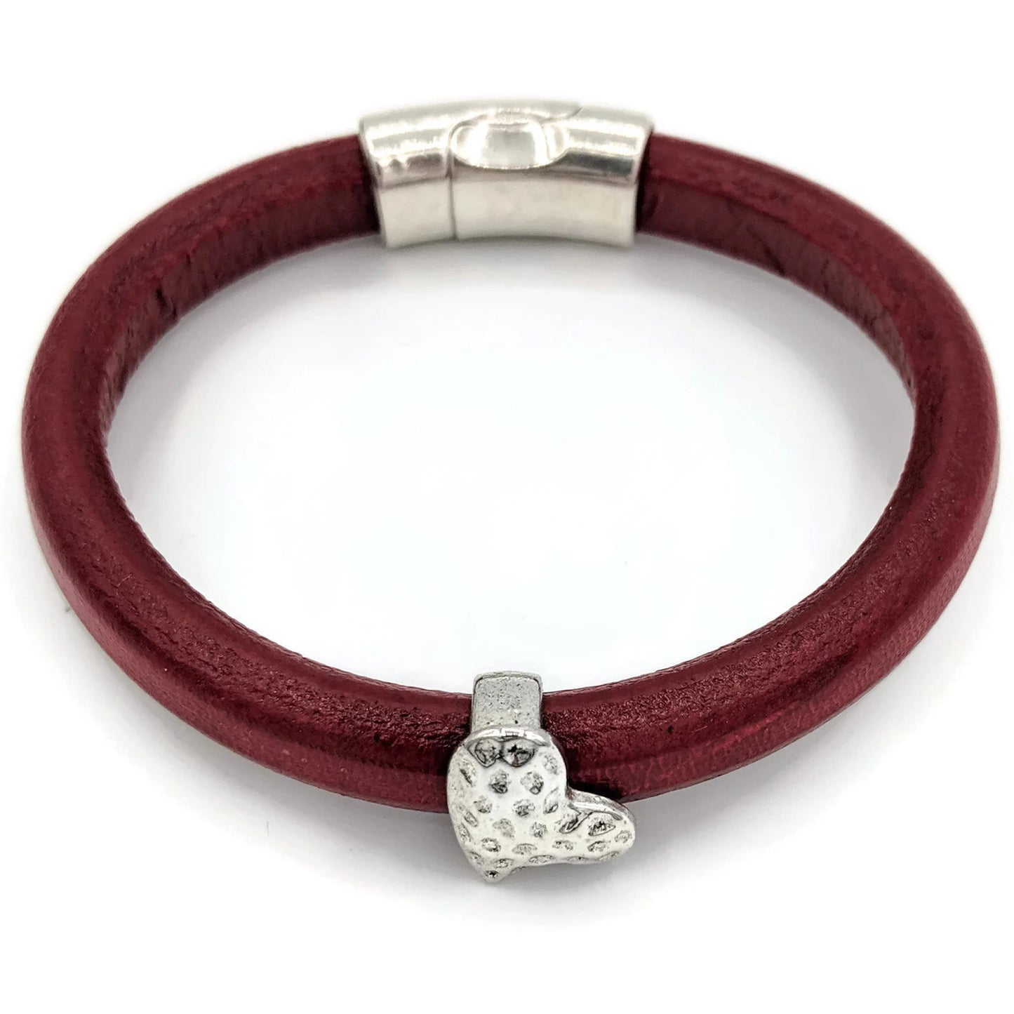 Heart Awareness Round Leather Bracelet