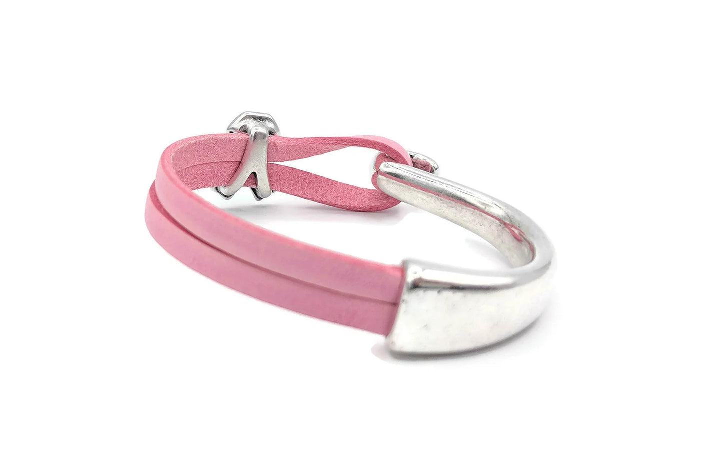 Breast Cancer Pink Ribbon Leather Hook Bracelet