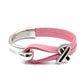 Breast Cancer Pink Ribbon Leather Hook Bracelet
