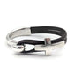 Silver Half Cuff Cross and Leather Bracelet