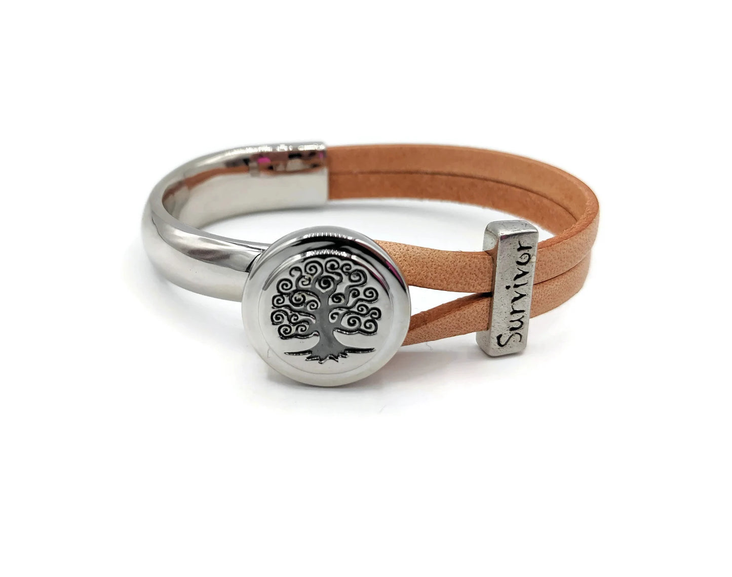 Uterine Cancer Tree Of Life Half Cuff Bracelet