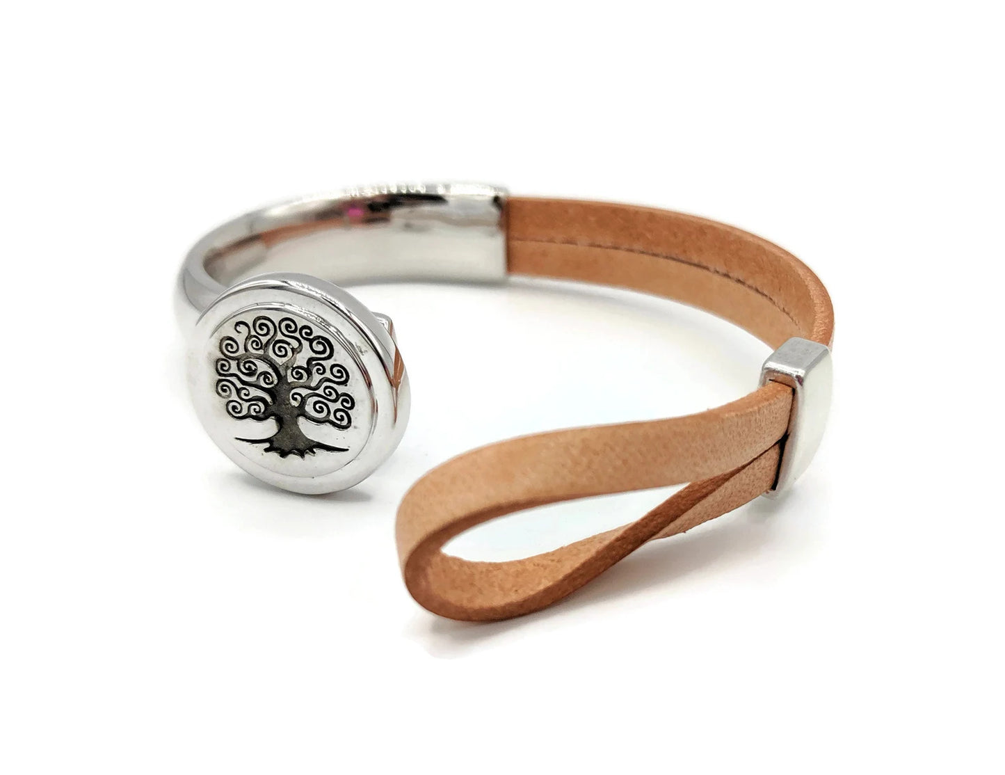 Uterine Cancer Tree Of Life Half Cuff Bracelet