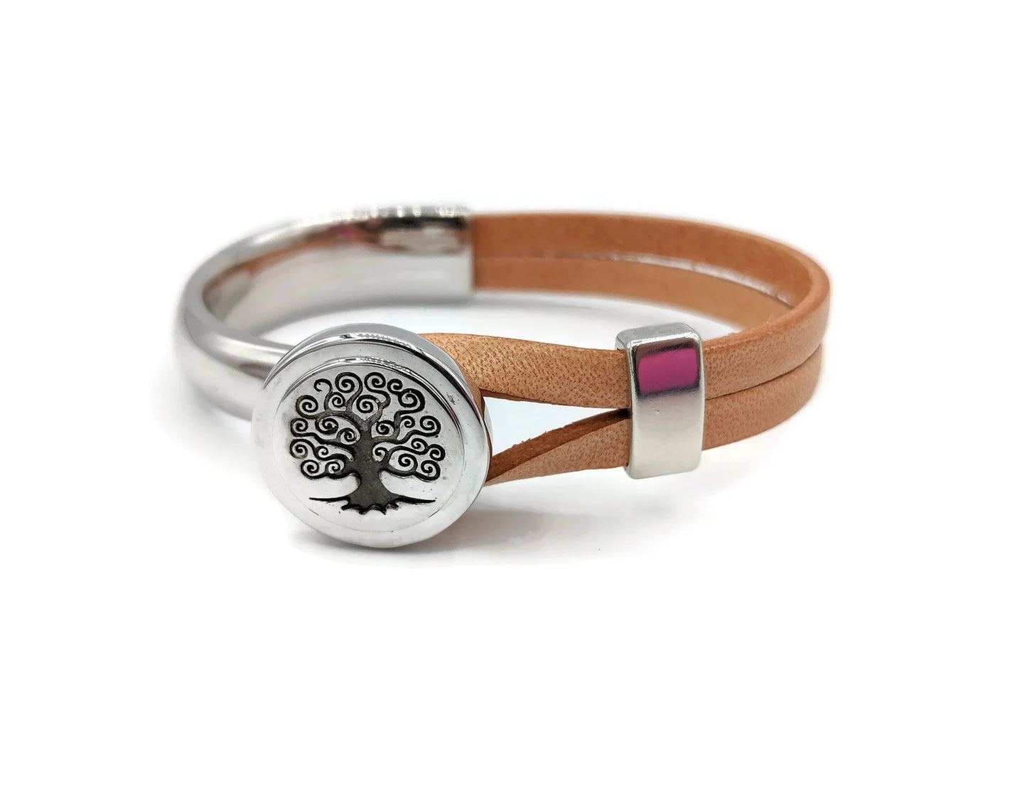 Uterine Cancer Tree Of Life Half Cuff Bracelet