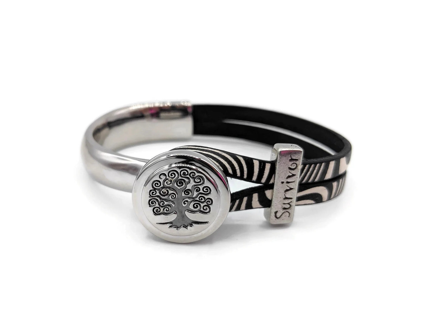 Carcinoid Cancer Zebra Print Awareness Bracelet