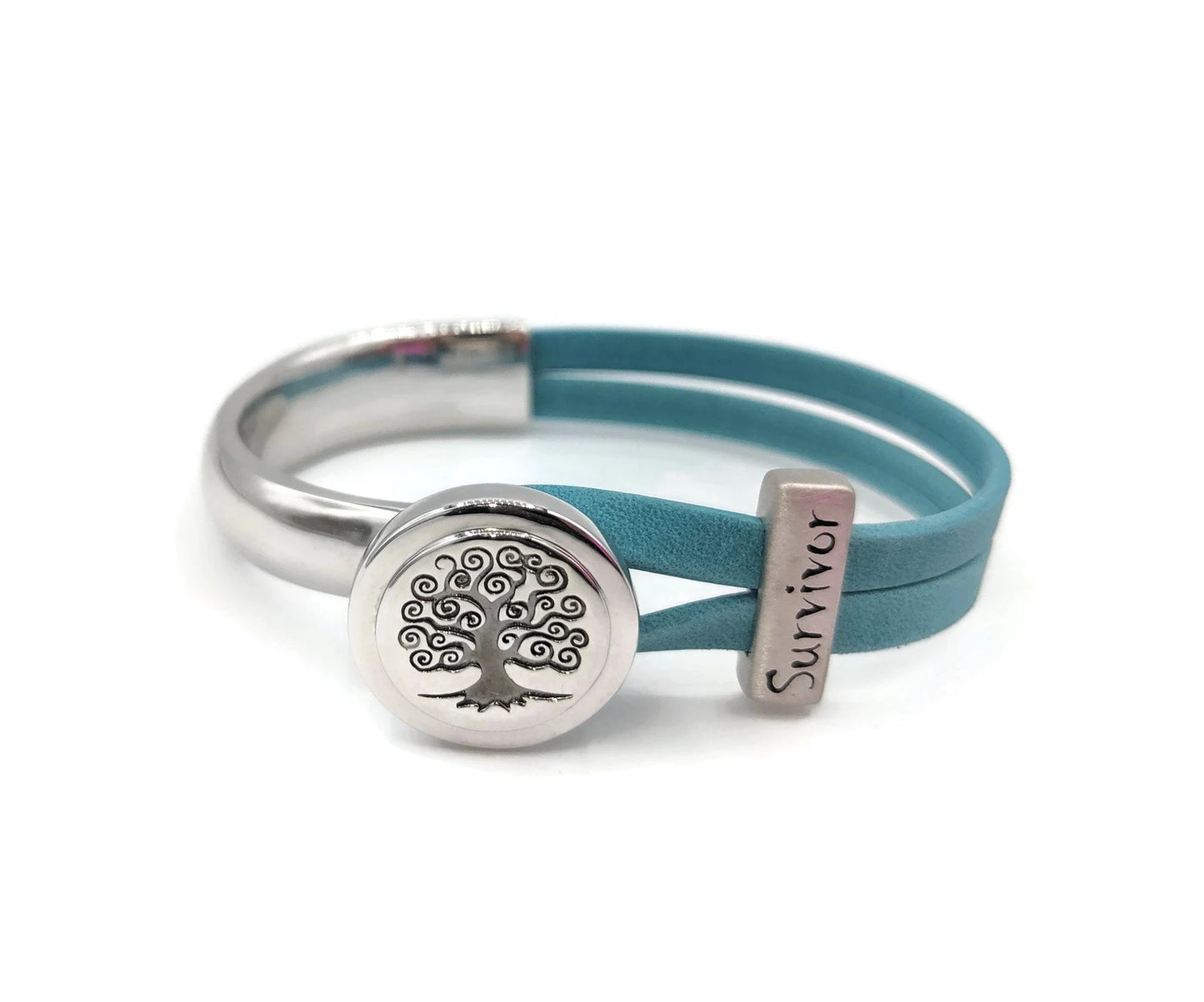 Ovarian Cancer Tree Of Life Half Cuff Bracelet