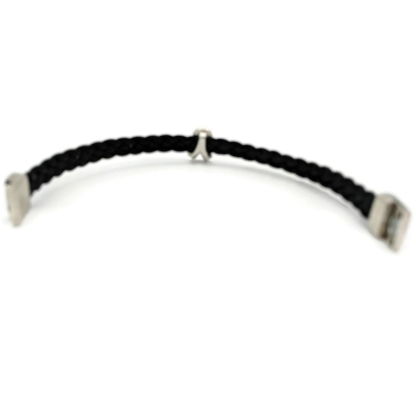 Breast Cancer Black Braided Leather Bracelet