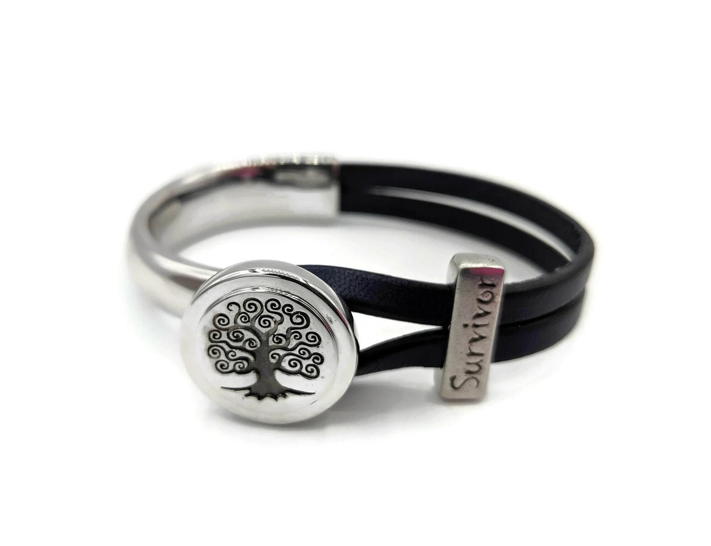 Colon Cancer Tree of Life Half Cuff Bracelet