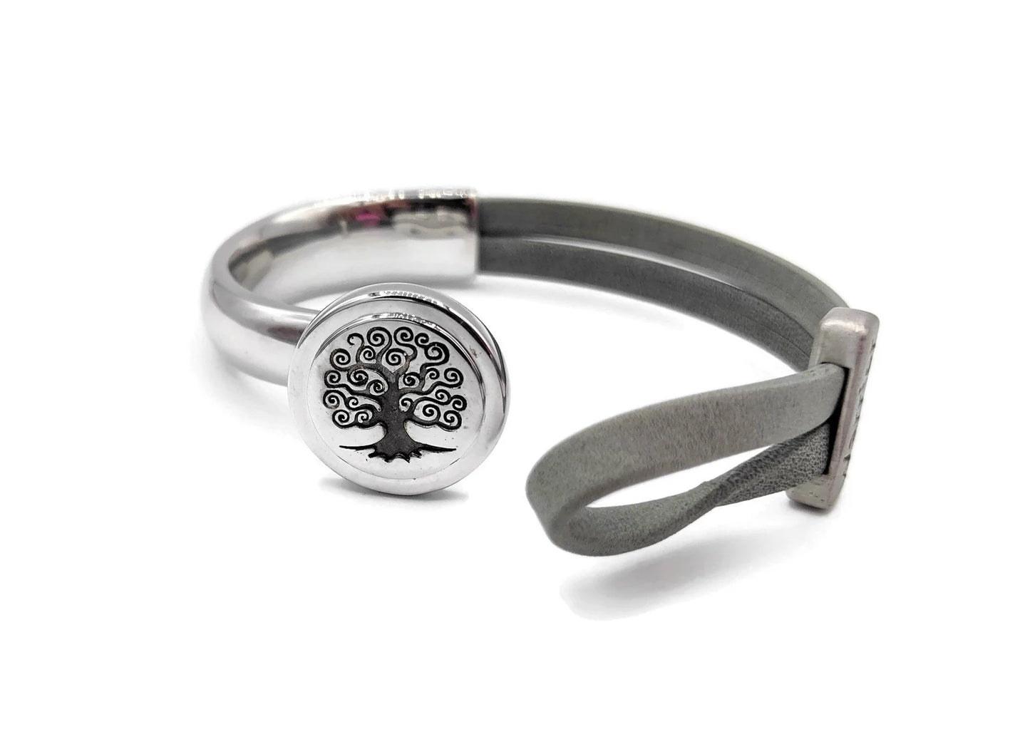 Brain Cancer Tree Of Life Half Cuff Bracelet