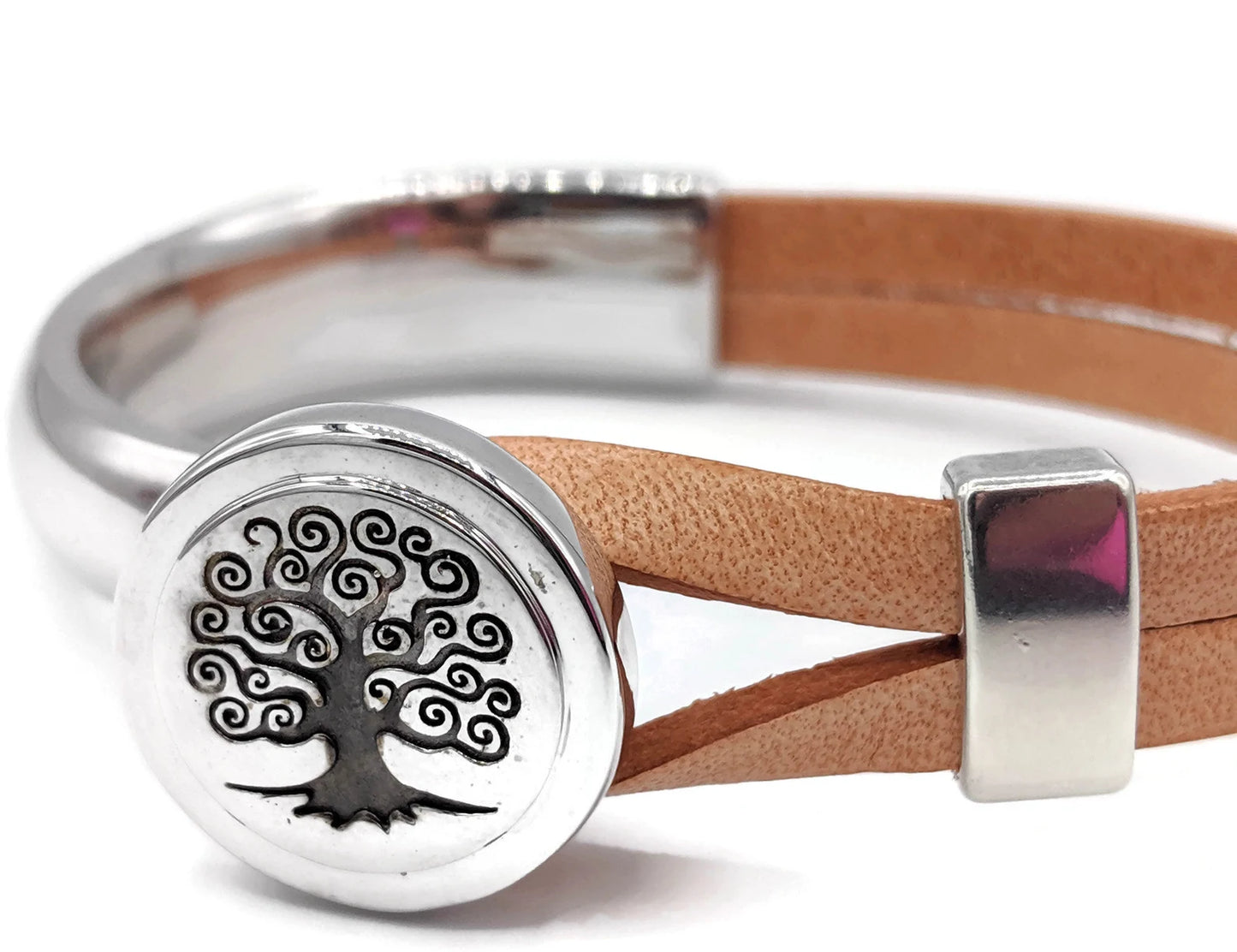 Uterine Cancer Tree Of Life Half Cuff Bracelet