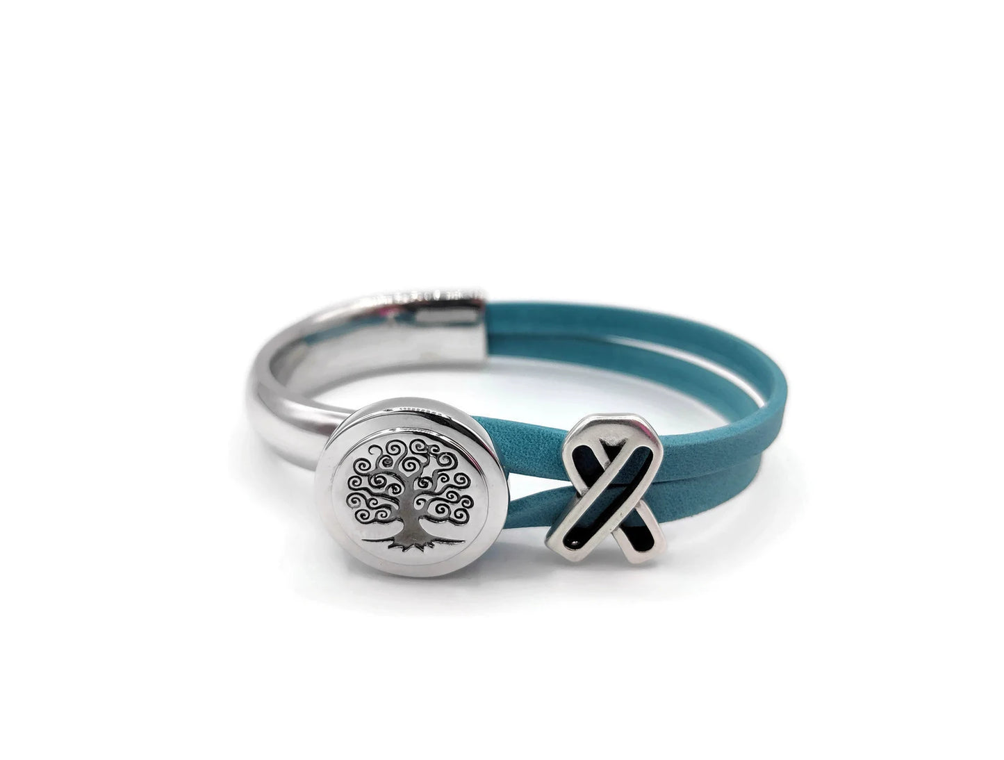 Ovarian Cancer Tree Of Life Half Cuff Bracelet