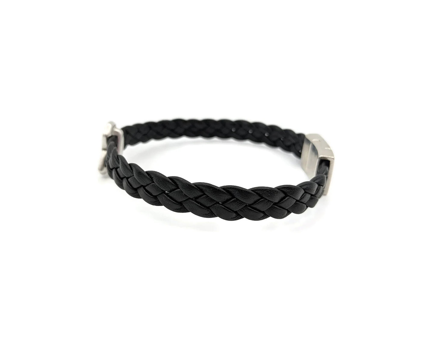 Breast Cancer Black Braided Leather Bracelet