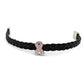 Breast Cancer Black Braided Leather Bracelet